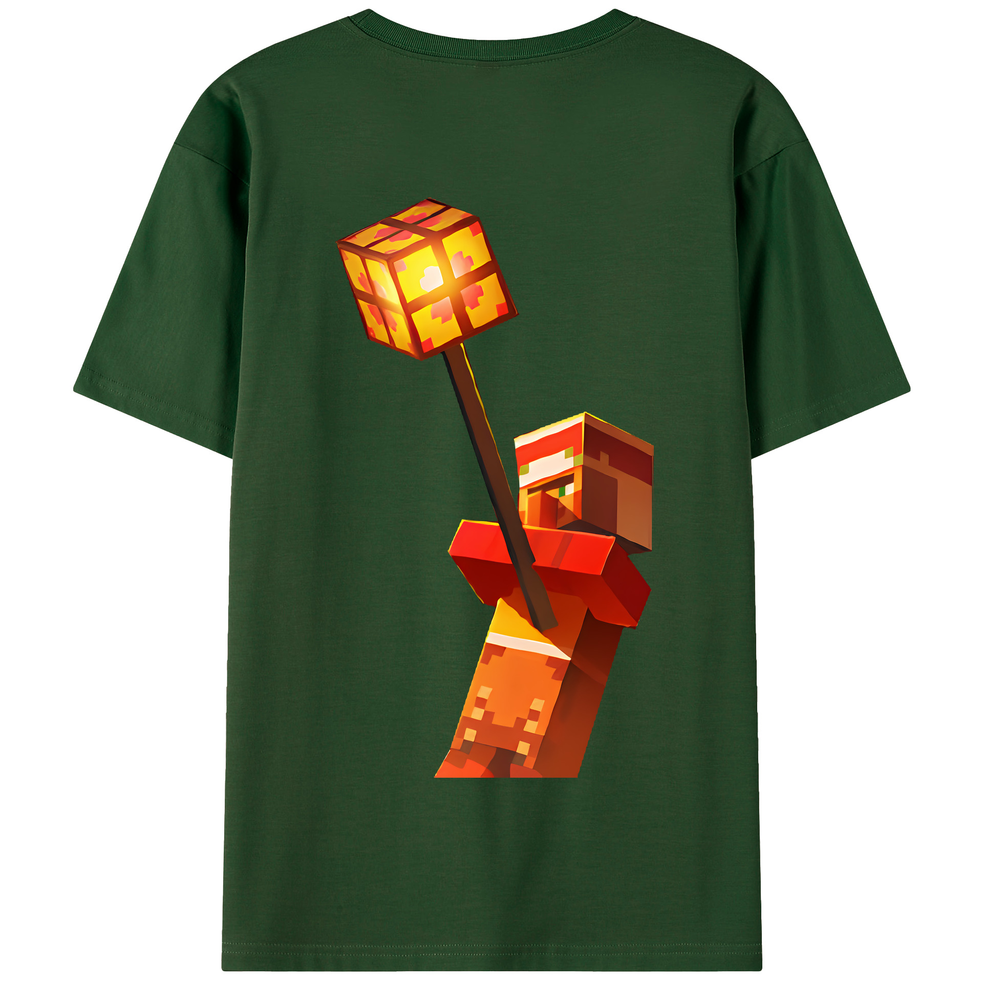 （画像用） マインクラフト ブロックの世界 Minecraft MC Block world 綿100％半袖Tシャツ（背面プリント）